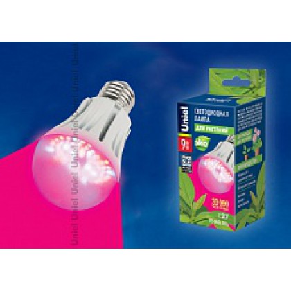 Лампа сд для растений LED-A60-9W/SP/E27/CL ALM01WH Uniel