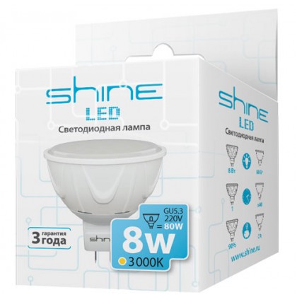 Светодиодная-лампа-Shine-MR16-8W-GU5,3